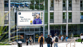 Digital screen outside Portland Building